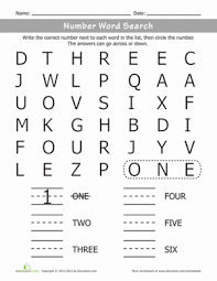 word search numbers worksheet education com
