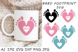 Download Baby Footprint Monogram Svg Heart Svg Baby Feet Svg 1176619 Cut Files Design Bundles