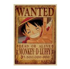 One piece terbaru minggu ini : Poster Kraft One Piece Wanted Otakulevel10 Luffy 2 Retro Poster Vintage Posters Luffy