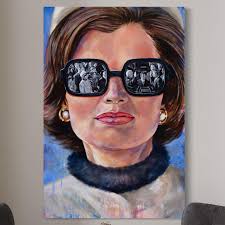 SOLD!! I am excited to announce “Jackie at JFK's Inauguration” has found a  new home in a private collection. Her 1960s TV-shaped sunglass lenses  reflect the camera feed that millions of Americans