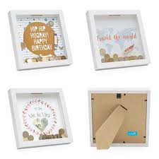 Diy blütenkranz im bilderrahmen geldgeschenk für. Bilderrahmen Spardose Geburtstag Geldgeschenk Weiss Mit 4 Austauschbaren Motiven Photolini Bilderrahmen Fotowande Poster Und Geschenke