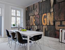 Embellissez votre salon avec une belle décoration murale. Papiers Peints Pour Une Salle A Manger Industrielle Blog Au Fil Des Couleurs Papiers Peints Et Decors Muraux