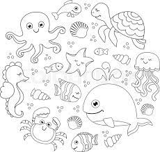It's an exciting place to explore. Ocean Set With Cute Sea Animals Under Stock Vector Colourbox