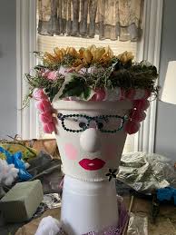 Clay pot lady DIY project with Walmart paint