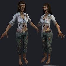 Zombie Girl By Wandah K P 3d Model Of Zombie Girl P P Low Poly Game Ready Pose Ready For Rigging P P Hi Quality Zombie Girl 3d Model Character Model