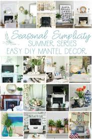 Easy Summer Mantel Vignette Ideas The Happy Housie Summer Mantel Mantel Decorations Diy Mantel Decor