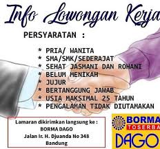 Wonogiri, joglosemarnews.com — kabar gembira bagi para pencari kerja. Lowongan Kerja Borma Bandung 2021