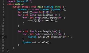 Code Snippet Of Input Matrix And Display Using Java Programming Language Coding Java Programming Java Programming Language
