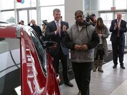 Image result for man receives car after walking to work