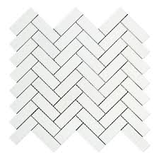The peel and stick material makes installation easy and quick. Thassos White Marble 1 X 3 Herringbone Mosaic Tile Polished
