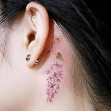Lilac Tattoo Behind The Left Ear Tattoo Artist Doy Lilac Tattoo Behind Ear Tattoos Tattoos