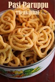 Moong Dal Murukku Recipe Moong Dal Chakli Recipe Pasi Paruppu Thenkuzhal Recipe Yummy Tummy Savory Snacks Indian Food Recipes Vegetarian Indian Snacks
