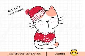 Download Cute Kitten Cat In Christmas Jumper Svg Graphic By Janatshie Creative Fabrica Yellowimages Mockups