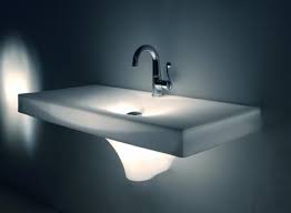 glowing bathroom sink from wet new