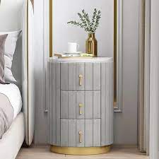 Bring home this gorgeous 1 drawer nightstand. Modern Nightstand Gray Round Nightstand With 3 Drawers Nightstand With Storage