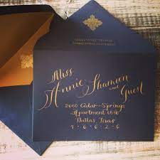 Wedding Calligraphy Addressing In Modern Mix Text Font Gold Etsy In 2021 Wedding Invitation Envelopes Fun Wedding Invitations Navy Wedding Invitations