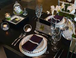 Designed for a six course meal including an appetizer, soup, salad, a starch, a protein, and dessert, this setting employs more flatware and glassware than the other settings. 10 Ideas For A Beautiful Wedding Table Setting Bg Events And Catering