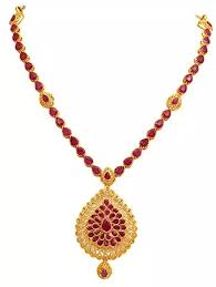 Buy Joyalukkas Ratna Collections 22k 916 Yellow Gold And Ruby Necklace Online At Low Prices In India Amazo Gold Jewelry Stores Gold Jewerly Simple Earrings