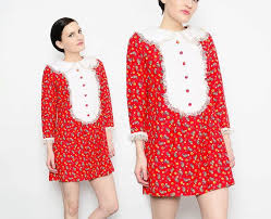 60s Red Floral Mini Dress Peter Pan Collar Lace Ruffled Bib 1960s Twiggy Micro Mini Babydoll Dress Small Me Mini Dress Peter Pan Collar Dress Floral Mini Dress