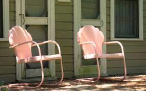 «classic cape cod.vintage metal clam shell dish with ball feet available in the shop and on our…» Vintage Pink Clamshell Chairs Metal Lawn Chairs Metal Patio Chairs Vintage Outdoor Furniture