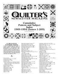 Fons and porter have many free resources on their website love of quilting including their good selection of fons porter free patterns. Cumulative Pattern And Subject Index 1969 1994 Quilters Newsletter