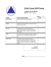 Creating a form for judges to score each . Chili Cook Off Score Sheet