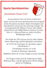 Das sportabzeichen ist das sportliche ehrenzeichen des deutschen sportbundes. Leichtathletik Tsvbissingen