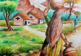 More images for how to draw a scenery with oil pastels step by step » How To Draw Village Scenery With Oil Pastel Learn How To Draw