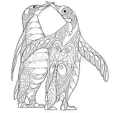 Zentangle Stylized Two Emperor Penguins Penguin Coloring Pages Animal Coloring Pages Mandala Coloring Books