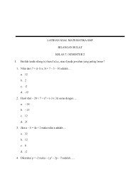 Contoh Soal Bilangan Bulat Kelas 7 Semester 1