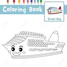 Instead of being arranged in floors as structures are, cruise ships are arranged in what are called decks. Coloring Page Of Cute Cruise Ship Cartoon Character Perspective View Transportations For Preschool Kids Activity Educational Worksheet Vector Illustration Royalty Free Cliparts Vectors And Stock Illustration Image 140812033
