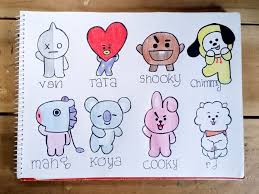 Who are the characters in universtar bt21? Bt21 Characters Kpop Drawings Drawing Tutorial Cute Notes