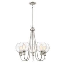 With the beautiful finish and clear glass, soho combines vintage style with contemporary elegance. Quoizel Lws3235b Soho 5 Light Industrial Clear Glass Tiered Chandelier Brushed Nickel Brickseek