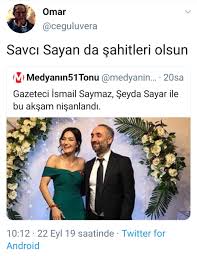 Zafer kurugöl'den i̇smail saymaz'a kötü haber geldi. Gazete Tweet On Twitter Ismailsaymaz Ile Seyda Sayar In Nikahini Savci Sayan Kiyacak Emel Sayin Ile Seda Sayan Ciftin Nikah Sahitleri Olacak Dugunde Fazil Say Da Konser Verecek Https T Co I9xfdecfux