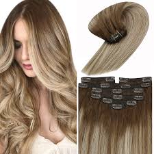 The best part of this balayage blonde. Amazon Com Sunny Hair Extensions Clip In Human Hair Balayage Brown To Platinum Blonde 16inch Hair Extensions Real Human Hair Ombre Chestnut Brown Hair Clip In Extensions Double Weft 120g 7pcs