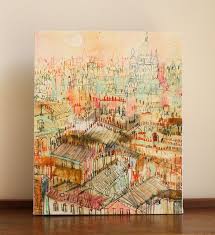 Paris Rooftop Art Sacre Coeur Canvas Print Mixed Media Painting Parisian Wall Art View Paris Watercolor Signed Box Canvas Clare Paris Art Print Art Painting