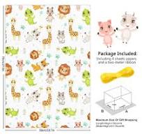 Amazon.com: Animals Jungle Wrapping Paper for Baby Infant ...