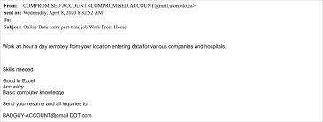 Data entry into microsoft excel. Phish Online Data Entry Part Time Job Work From Home Security Matterssecurity Matters