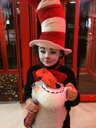 Cat In The Hat Costume And Face Paint Toddler Halloween Costumes Cute Halloween Costumes Cat Costume Kids