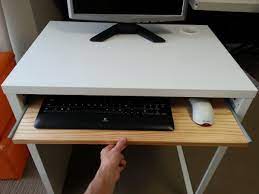 Diy keyboard tray drawer slides. Ikea Micke Desk With Keyboard Tray Ikea Hackers