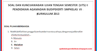 Soal Uts Pts Pai Kelas 7 Semester 2 Tahun 2019 2020 Update Info Pendidikan