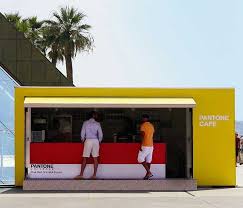 Colorful Pantone Inspired Pop Up Cafe Sets Up Shop In Monaco Pop Up Cafe Colorful Cafe Pantone