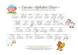 Kids Cursive Alphabets Tracing Chart With Farm Animals