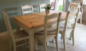 Shabby Chic Farmhouse Pine Table With Drawers And 6 Chairs In Laura Ashley White Farmhouse Living Room Table Kitchen Farm Table Farmhouse Dining Table