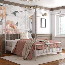 The cost of these queen white canopy bed is major merit because they come with low price tags despite their abundant benefits. Dhp Emerson Metal Canopy Bed In Queen Size Frame In White De36133