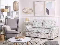 Amateurs d'instants détente interminables, complétez ce petit canapé scandinave avec le fauteuil gris clair amadeo de la collection miliboo. Canape 2 Places Convertible En Tissu Gris Clair A Motif Floral Silda Beliani Fr