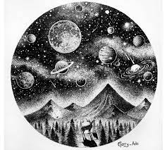 Tatoo Idee Dotted Drawings Stippling Art Planet Drawing