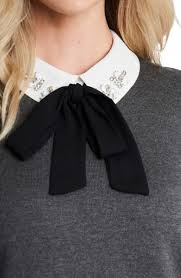Cece Rhinestone Collar Bow Neck Cotton Blend Sweater Nordstrom Cotton Blend Sweaters Sweater Season