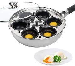 Amazon Com Egg Poacher Pan Stainless Steel Poached Egg Cooker Perfect Poached Egg Maker Induction Cooktop Egg Poachers Cookware Set With 6 Large Egg Poacher Cups And Silicone Spatula Kitchen Dining