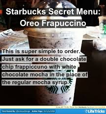 Starbucks Secret Menu Oreo Frapuccino Double Chocolate Chip Frappe With White Chocolare Mocha Syru Secret Starbucks Drinks Starbucks Secret Menu Secret Menu